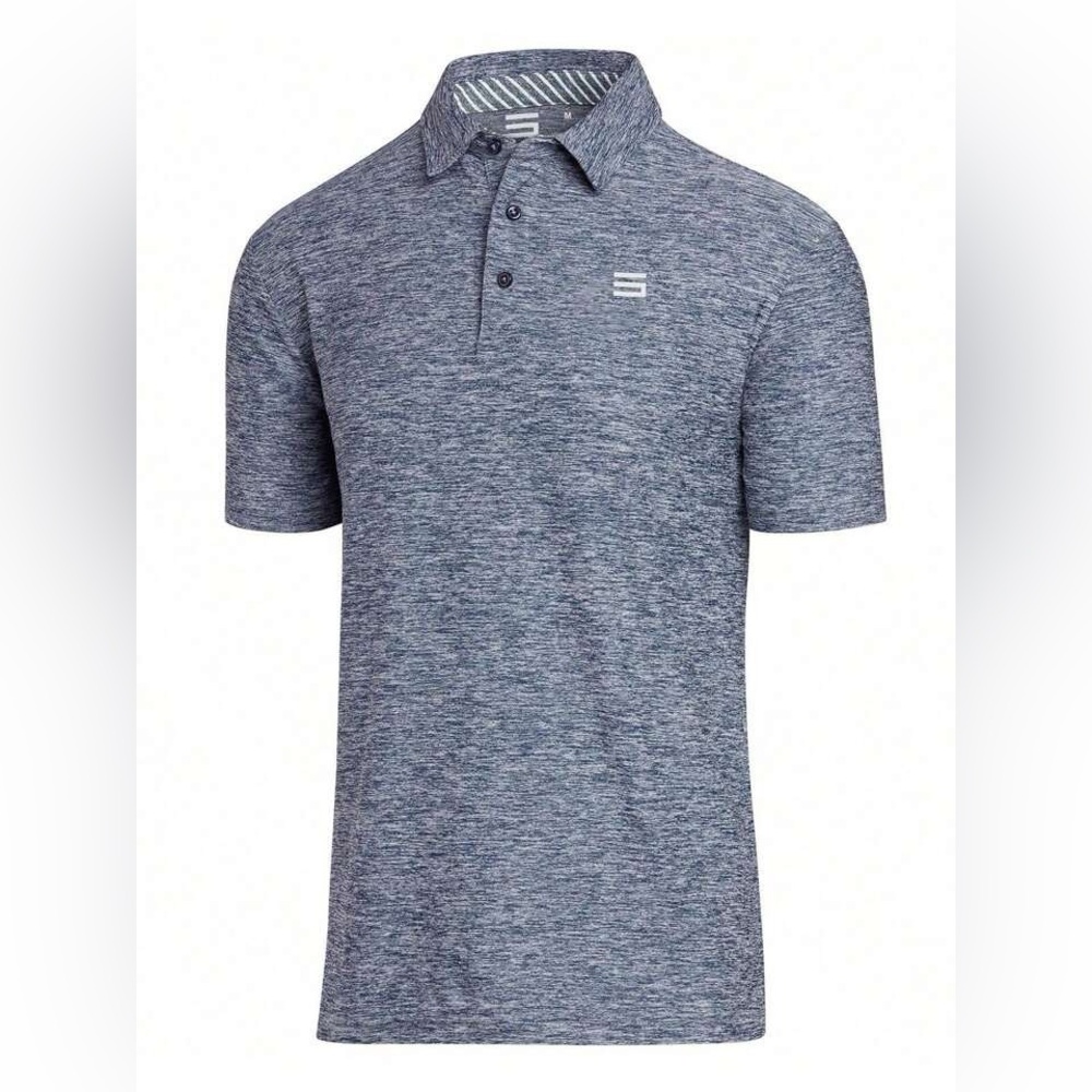 Three Sixty Six Mens Golf Shirt Quick Dry Polo. Heather Blue. Size Mediu…